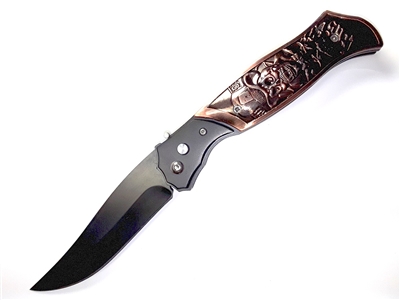 CE73 Automatic Knife With Skull Design Handle
