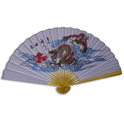 D13037-3 White Dragon Decorative Wall Fans 3' x 5'