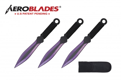 6.5" Purple Set of 3 Throwing Knives