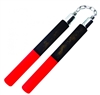 NC412 12" Black and Red Foam Nunchaku With Gold Dragon Print And Metal Chain Link nunchuck