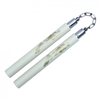 12" Foam White Nunchaku With Dragon Print With Metal Chain Link nunchuck