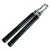 12" Black Wooden Nunchaku With Metal Chain Link