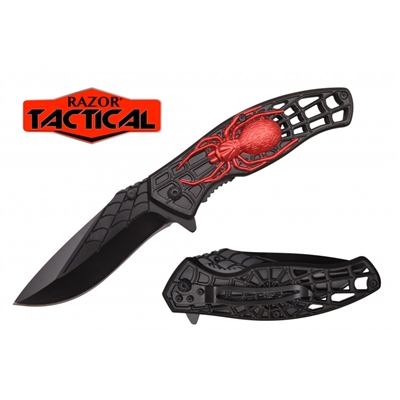 RT-7052BK BLACK SPIDER KNIFE W/ METAL HANDLE Assisted open knife