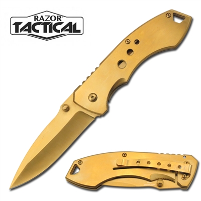 RT-7059GD Spring Assisted Knife Gold