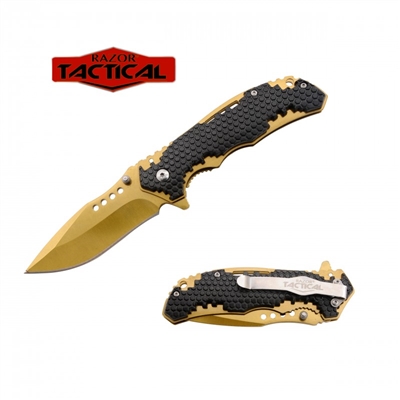 RT-7090GD HONEY COMB / GOLD BLADE ASSISTED OPEN KNIFE