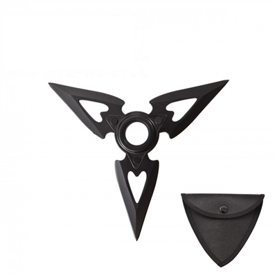 RT-8010BK 3 BLADES 5' THROWING STAR W/ POUCH - BLACK