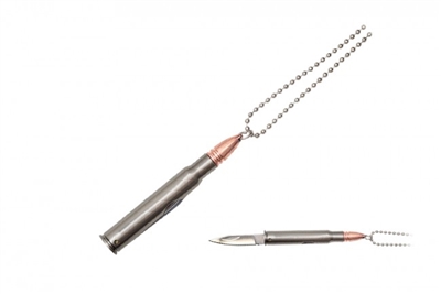 FK Silver Rifle Bullet Necklace Knife