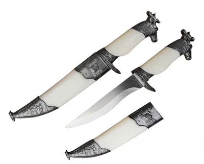 T2542DR
8.3" Deer Fantasy Dagger w/white plastic scabbard