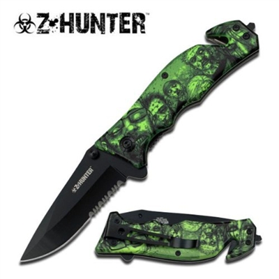 ZB-091GN Z-HUNTER MOB GREEN Assisted Opening RESCUE KNIFE