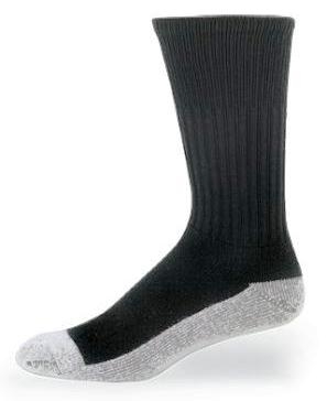 Black Crew Health Socks with White Foot