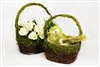 2pcs Set Twig Moss Basket Covered Planter with Plastic Liner Easter Spring Deco