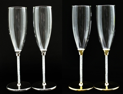 Wedding Toasting Double Heart Diamond Glass Set