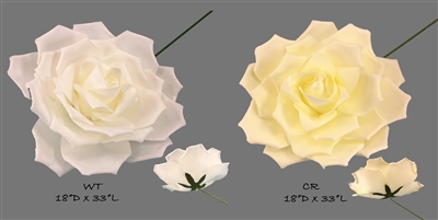 Paper Looking Foam Jumbo Rose Backdrop Wall Decor Center Piece Wedding Bridal White Cream party supply new trend