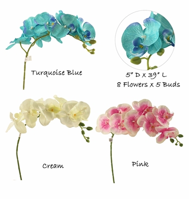 Artificial Simulation Butterfly Orchid Flower Plant Stem Prom Corsage Pink Truquosie Blue Cream