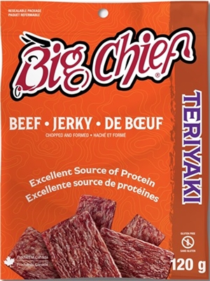 Big Chief 120g Teriyaki Beef Jerky Zip Lock Bag 12/120g Sugg Ret $9.29