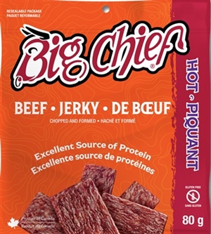 Big Chief 80g Hot Beef Jerky 12/80g Sugg Ret $6.59***ON SALE 2 for $12.00***