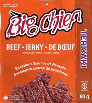 Big Chief 80g Teriyaki Beef Jerky 12/80g Sugg Ret $6.59 ***ON SALE 2 for $12.00***