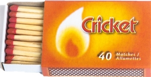 Cricket Wooden Matches 40's 100/Sugg Ret $0.49***MORE THAN 50% OFF! ON SALE FOR 0.20 CENTS EACH***R