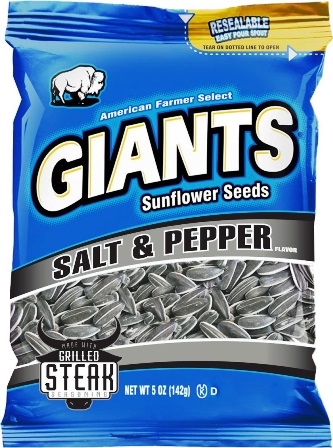 Giants. Salt & Pepper Sunflower Seeds12/142g Sugg Ret $4.99