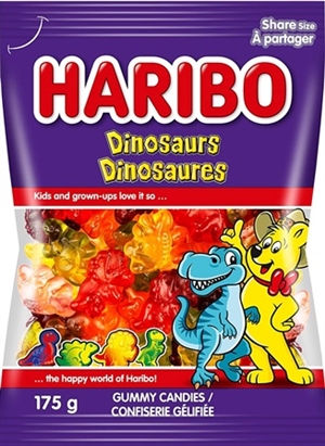 Haribo 175g Dinosaurs  Gummy Candy 12/175g Sugg Ret $4.29