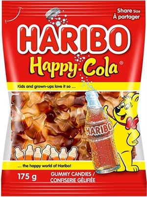 Haribo 175g Happy Cola Gummy Candy 12/175g Sugg Ret $4.29