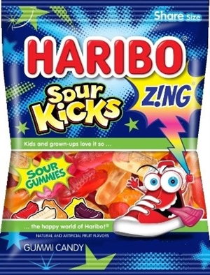 Haribo 175g Sour Kicks Zing Sour Gummy Candy 12/175g Sugg Ret $4.29