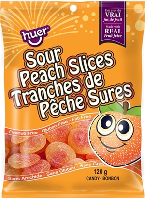 Huer 120g Sour Peach Slices 24/120g Sugg Ret $2.49