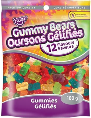 Huer 180g Gummy Bears 12/180g Sugg Ret $4.29