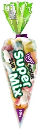 Huer 200g Cone Super Cone Sour Candy Assorted Gummy Mix 12/200g Sugg Ret $4.39