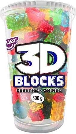 Huer Cup 300g 3D Blocks Gummy Candy Cup Mix with Tray 12/300g Sugg Ret $7.79