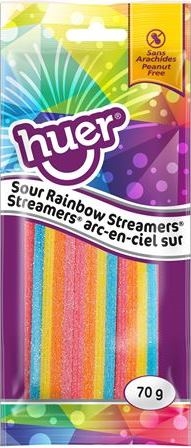 Huer 70g Sour Rainbow Streamers 12/70g Sugg Ret $1.89