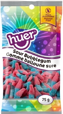 Huer 75g Sour Bubblegum Bottles 12/75g Sugg Ret $1.89