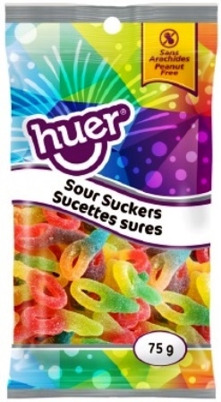 Huer 75g Sour Suckers 12/75g Sugg Ret $1.89