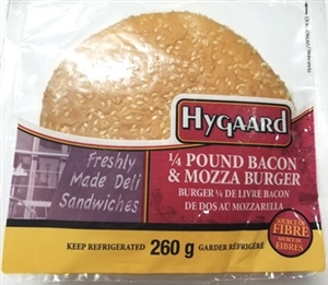 Hygaard 1/4 Bacon Mozza Burger 1/267g Sugg Ret $9.99