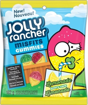 Jolly Rancher Peg Top Misfits Sour Lemonade Gummies 10/182g Sugg Ret $4.29