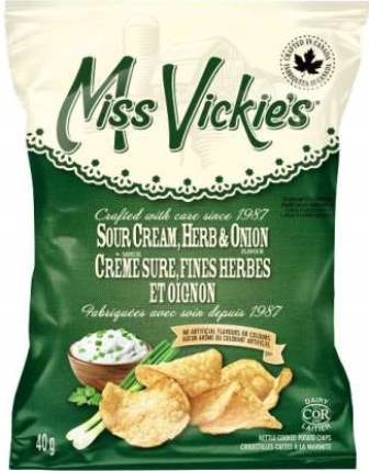 Miss Vickie's 40g Sour Cream Herb & Onion Kettle Potato Chip 40's Sugg Ret $1.89