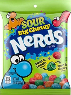 Nerds Big Chewy Sour Peg Top Bag 9/170g Sugg Ret $4.29