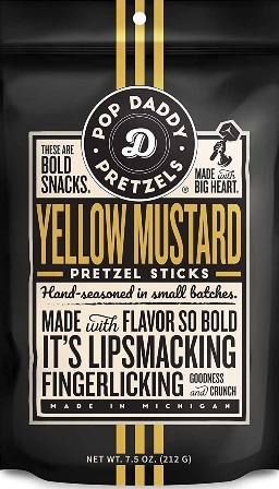 Pop Daddy Gourmet Pretzel Sticks Yellow Mustard 12/212g Sugg Ret $6.99