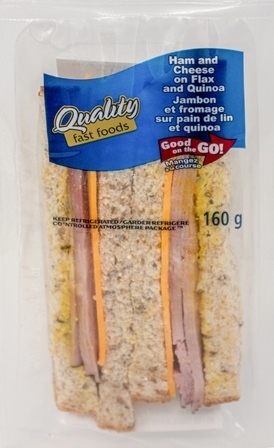 Quality Wedge Black Forest Ham & Cheddar Cheese on Flax and Quinoa Bread 1/160g Sugg Ret $7.39