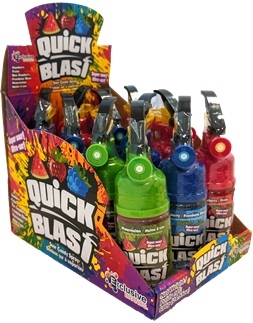 Quick Blast Fire Extinguisher, Sour Candy Spray Dispenser 12/85g Sugg Ret $2.89