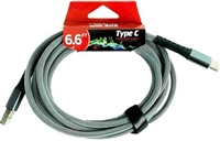 Rox Cables Extra Tough Rubber 6.6 Foot Type-C to USB Assorted Colours Data Cable SM6474 6/ Sugg Ret $9.79