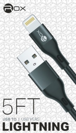 Rox Cables iPhone Lightning to USB Black Colour 5 Foot Long  Data Cable SM6741BK 6/ Sugg Ret $11.99