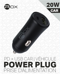 Rox. Premium Car Charger Dual 2 Port PD USB & Type-C 20 Watt FCC Certified SM6756 6/ Sugg Ret $ 16.69