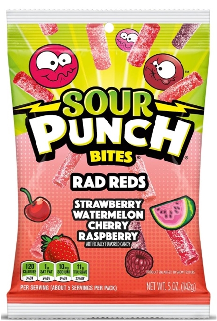 Sour Punch Bites 142g Rad Reds 10/142g Sugg Ret $3.79
