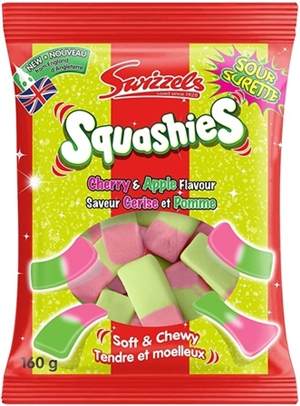 Swizzels Squashies Sour Cherry & Apple Flavour 10/160g Sugg Ret $3.59