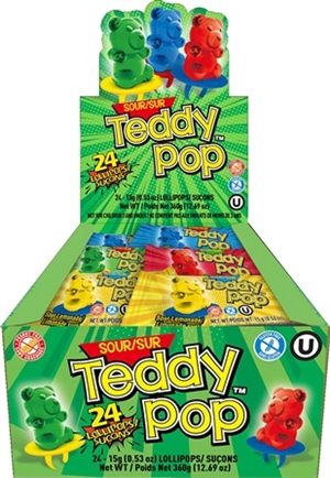 Teddy Pop Sour Ring Pop 24/15g Sugg Ret $1.19