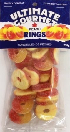 Ultimate Gourmet Header Bag Peach Rings 12/210g Sugg Ret $4.49