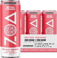 Zoa White Peach Zero Sugar Energy Drinks 12/355ml Sugg Ret $4.49