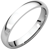 A 3mm thin comfort wedding band in 14k gold.