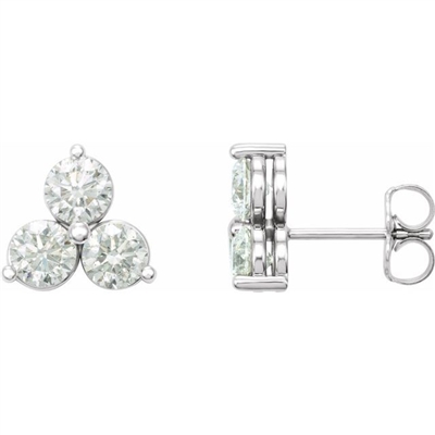 A pair of 14k white gold diamond stud earrings with 6 diamonds and total weight of 0.60 carats.